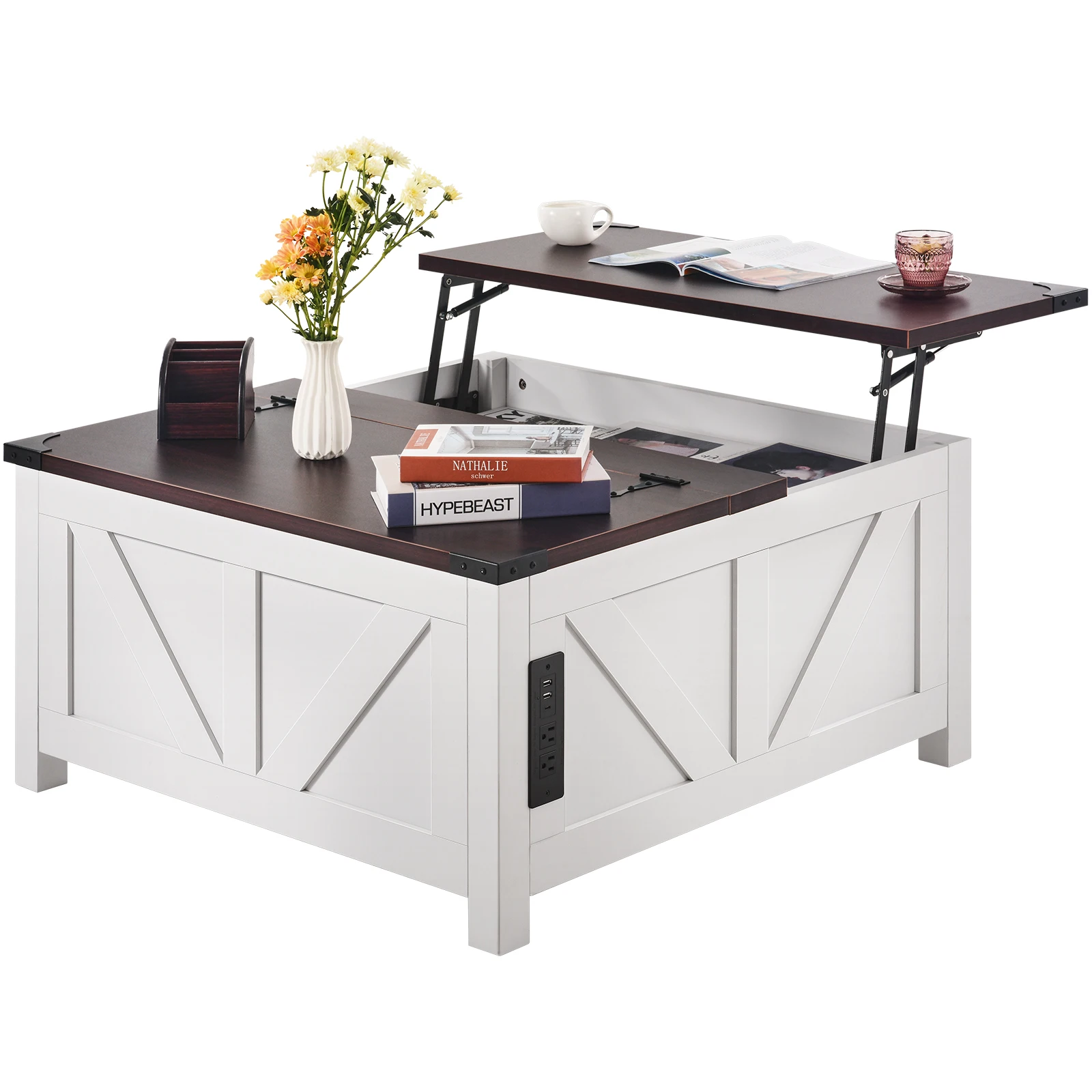 VEVOR 36" Farmhouse Coffee Table, Hinged Lift Top Square Coffee Table with Built-in Power Strip, Wooden Rustic Cocktail Table
VEVOR 36" Farmhouse Coffee Table, Hinged Lift Top Square Coffee Table with Built-in Power Strip, Wooden Rustic Cocktail Table
