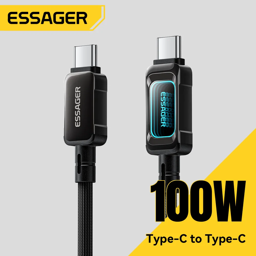 Essager 100W USB Type C Cable For IPhone17 16 15 5A PD Fast Charging For Macbook iPad Samsung Xiaomi LED Type C To Type C Cable
Essager 100W USB Type C Cable For IPhone17 16 15 5A PD Fast Charging For Macbook iPad Samsung Xiaomi LED Type C To Type C Cable