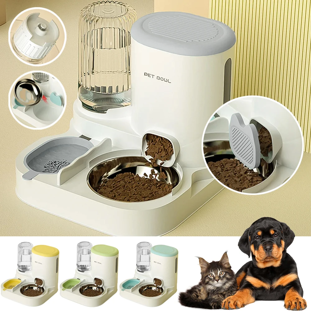 Pet Automatic Feeder 2 In 1 Dog Cat Food Container Water Fountain Large Capacity Stainless Steel Pet Feeding Bowl Pet Supplies
Pet Automatic Feeder 2 In 1 Dog Cat Food Container Water Fountain Large Capacity Stainless Steel Pet Feeding Bowl Pet Supplies