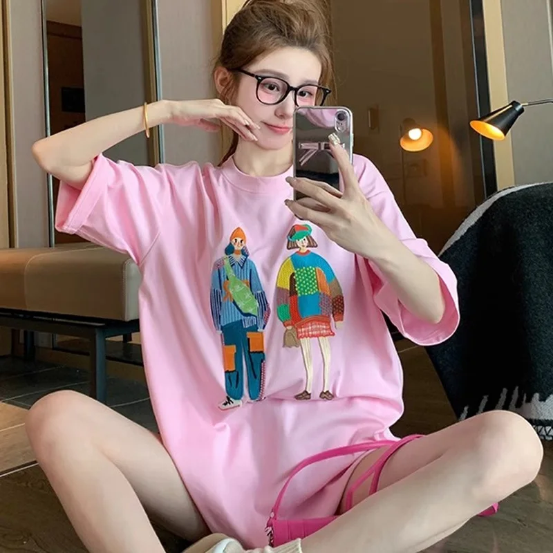 Harajuku funny cartoon Short Sleeve T-shirts Women Summer pure cotton Casual oversized T Shirt Women's Streetwear pink Y2k Tops
Harajuku funny cartoon Short Sleeve T-shirts Women Summer pure cotton Casual oversized T Shirt Women's Streetwear pink Y2k Tops