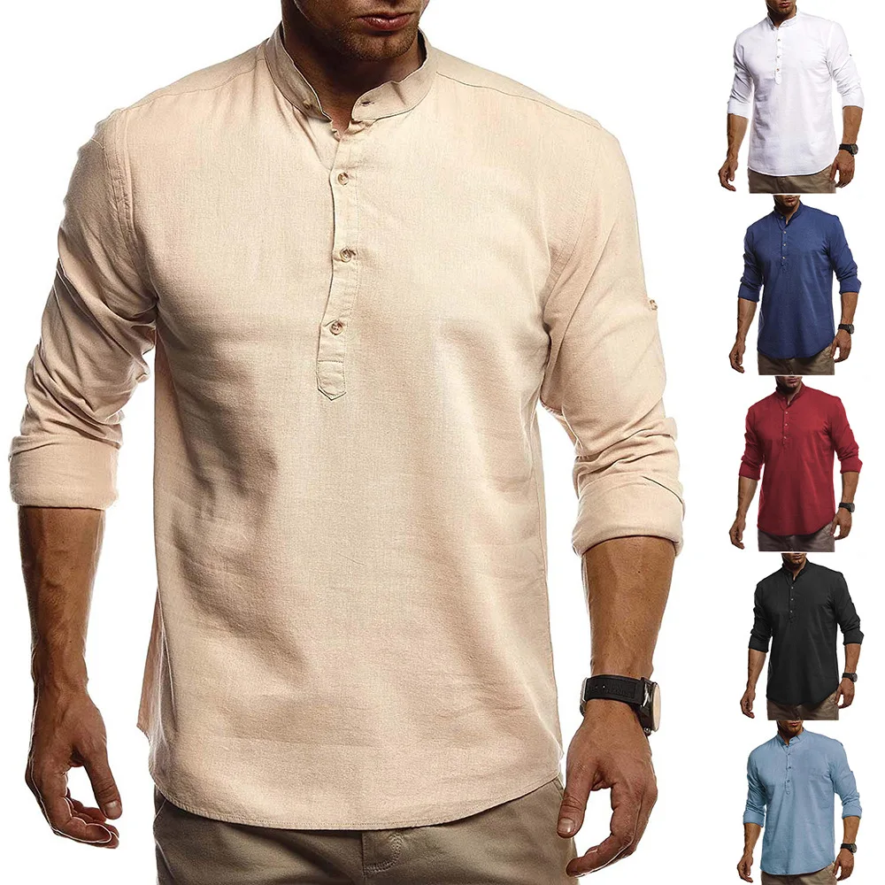 Spring Autumn Mens Solid Color Stand Collar Shirts Long Sleeve Men's Casual Shirt
Spring Autumn Mens Solid Color Stand Collar Shirts Long Sleeve Men's Casual Shirt