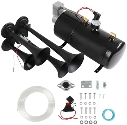 Super Loud 150dB Trumpet Horn Kit with 12V Compressor for Trucks, Cars, SUVs,
Super Loud 150dB Trumpet Horn Kit with 12V Compressor for Trucks, Cars, SUVs,