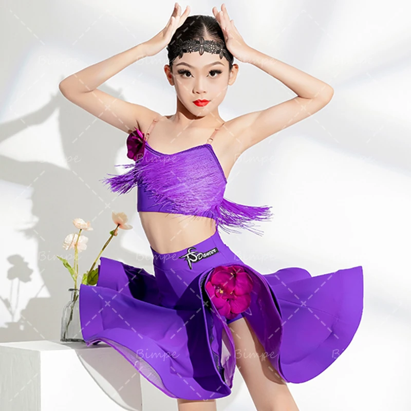 Kids Samba Latin Dance Costume Girls Purple Tassel Suit Tops Skirt Performance Outfits Cha Cha Rumba Competition Clothing Skirt
Kids Samba Latin Dance Costume Girls Purple Tassel Suit Tops Skirt Performance Outfits Cha Cha Rumba Competition Clothing Skirt
