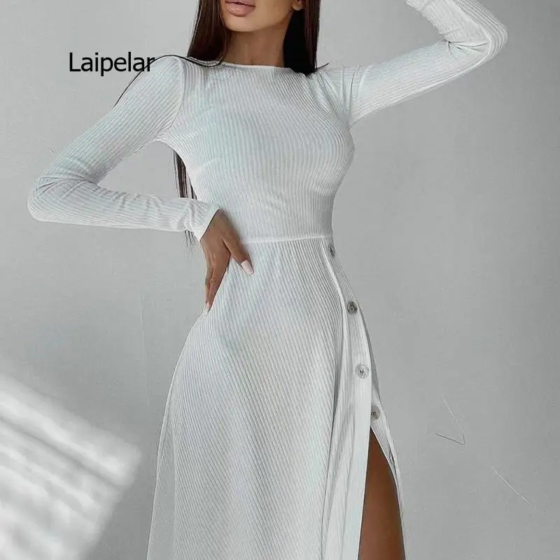 Knitted Split Button Womens Midi Dresses High Waist Long Sleeve Slim Sexy Dress For Female 2021 Autumn Fashion Ladies Vestidos
Knitted Split Button Womens Midi Dresses High Waist Long Sleeve Slim Sexy Dress For Female 2021 Autumn Fashion Ladies Vestidos