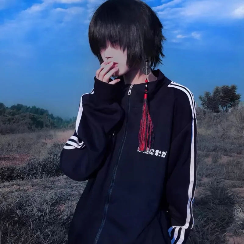 Japanese Subcultural All Match Spliced Striped Sweatshirts Y2k Zesthetic Zip Up Casual Cardigan Sweet Cute Print Girl Clothes 
Japanese Subcultural All Match Spliced Striped Sweatshirts Y2k Zesthetic Zip Up Casual Cardigan Sweet Cute Print Girl Clothes