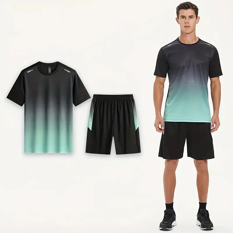 Sports suit men's summer short sleeved quick drying running clothes basketball football summer training fitness clothes morning
Sports suit men's summer short sleeved quick drying running clothes basketball football summer training fitness clothes morning