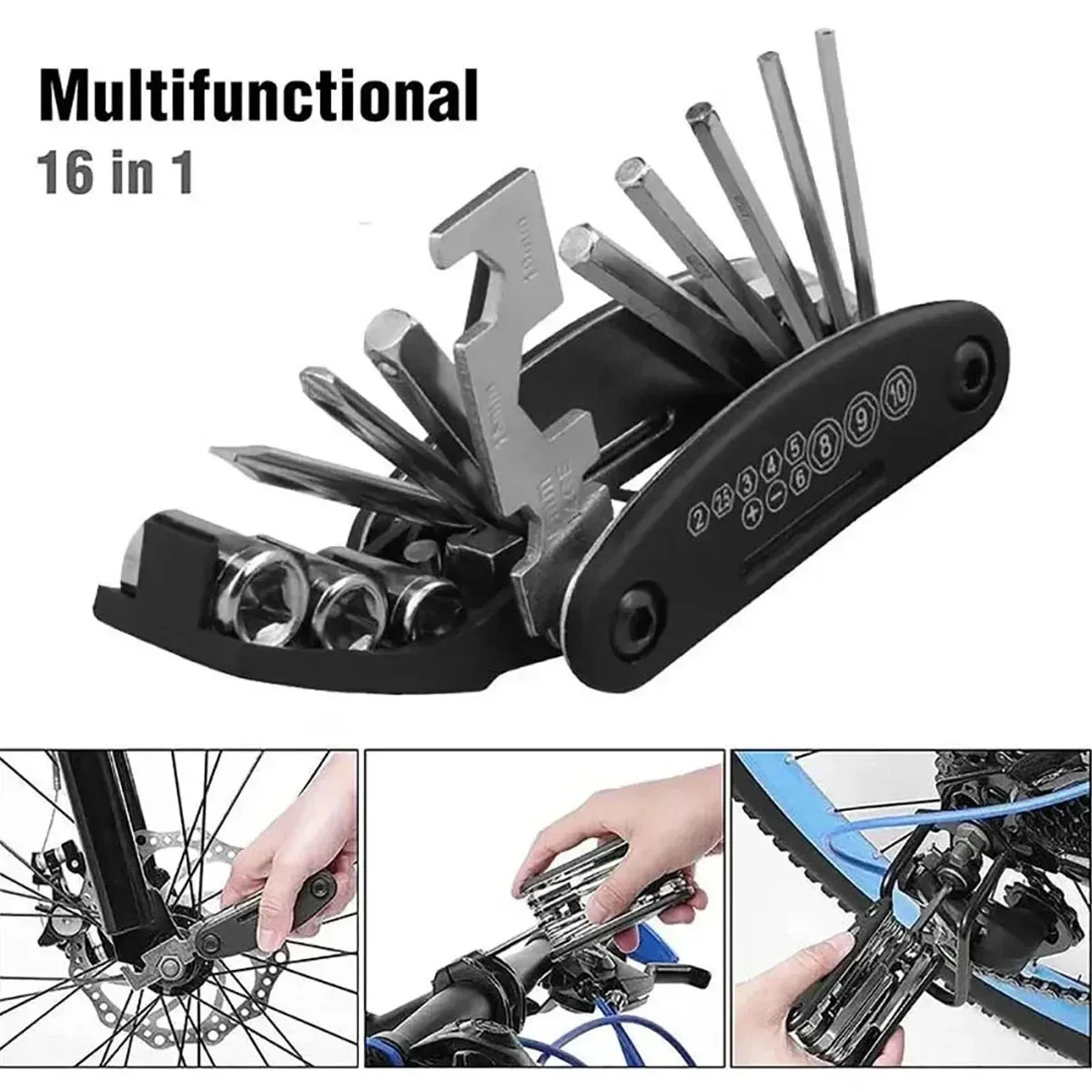 Black Bike Repair Kit, 16-in-1 Cycling Multi-Tool, Portable Bike Essentials, Easy Ride, Travel
Black Bike Repair Kit, 16-in-1 Cycling Multi-Tool, Portable Bike Essentials, Easy Ride, Travel