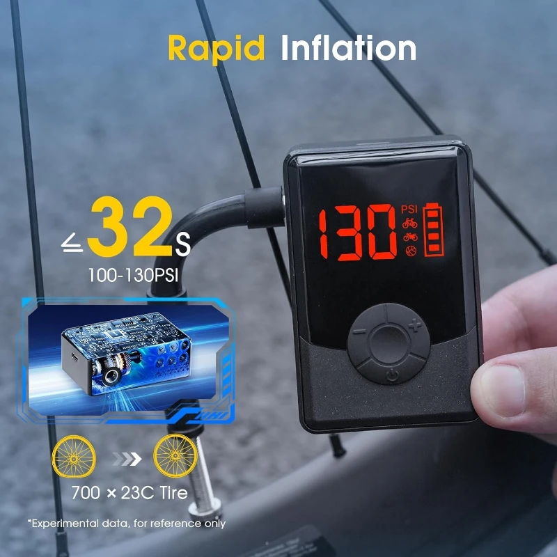 130PSI Mini Bike Pump Rechargeable - Portable Electric Air Pump for Bicycle Motorcycle LED Display Outdoor Riding Essential
130PSI Mini Bike Pump Rechargeable - Portable Electric Air Pump for Bicycle Motorcycle LED Display Outdoor Riding Essential