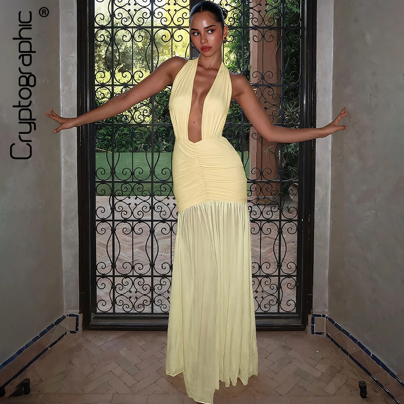 Cryptographic Elegant Backless Halter Mesh Ruched Dress for Women Party Club Sexy Draped Maxi Dresses Gown Robes Holiday Summer
Cryptographic Elegant Backless Halter Mesh Ruched Dress for Women Party Club Sexy Draped Maxi Dresses Gown Robes Holiday Summer