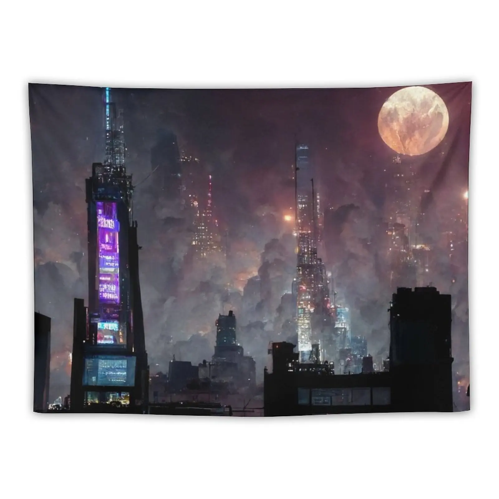 Cyberpunk City under a full moon Tapestry Aesthetics For Room Wall Coverings Aesthetic Room Decor Korean House Decoration
Cyberpunk City under a full moon Tapestry Aesthetics For Room Wall Coverings Aesthetic Room Decor Korean House Decoration