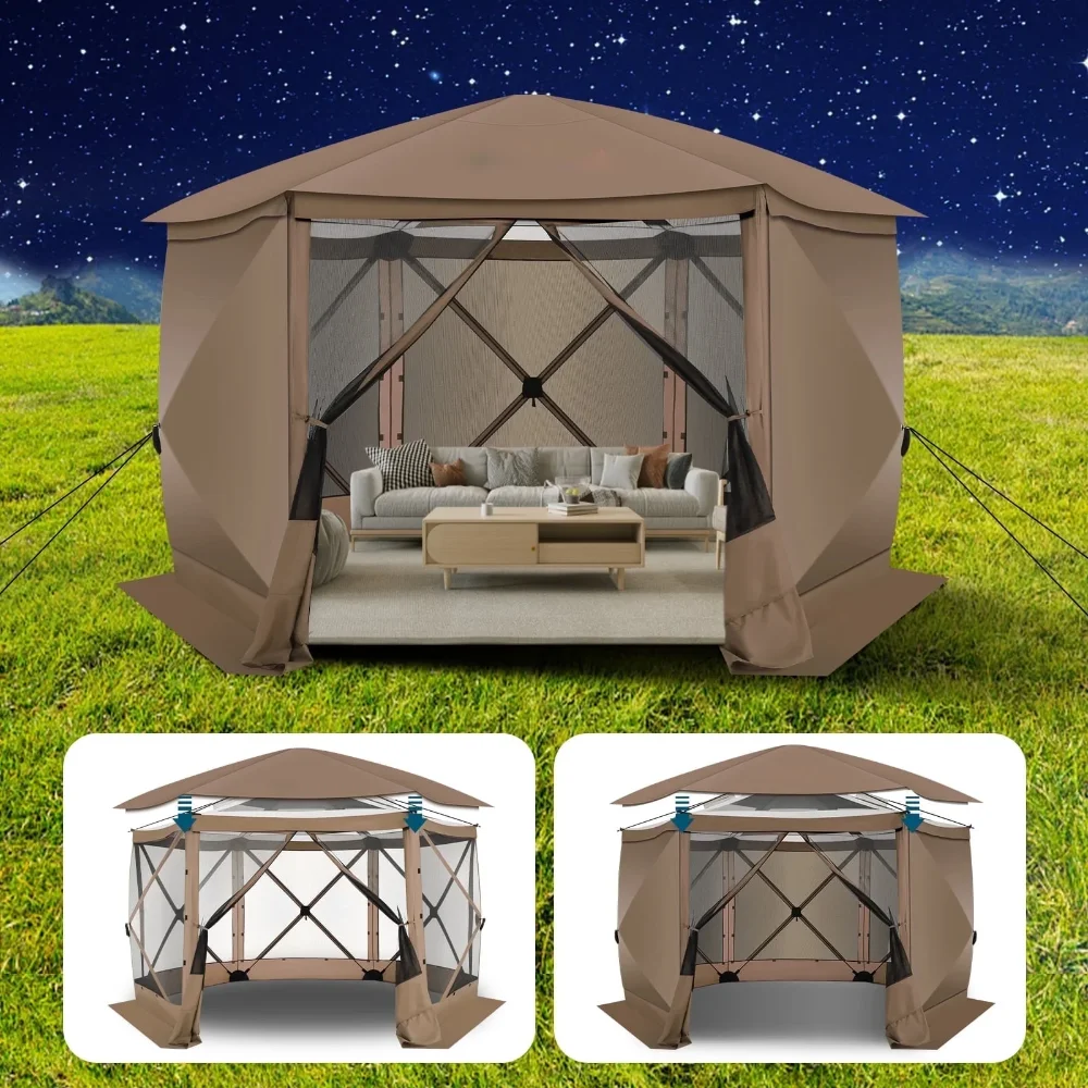 12x12 feet outdoor pop-up pavilion, 6 camping tents with mesh Windows, portable carrying bags
12x12 feet outdoor pop-up pavilion, 6 camping tents with mesh Windows, portable carrying bags
