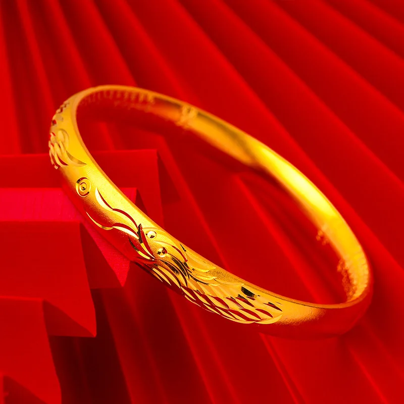 Dragon Phoenix Pearl Bangle for Women, 24K Gold, AU999 Rotating pearl between dragon-feng motifs, symbol of union and prosperity
Dragon Phoenix Pearl Bangle for Women, 24K Gold, AU999 Rotating pearl between dragon-feng motifs, symbol of union and prosperity