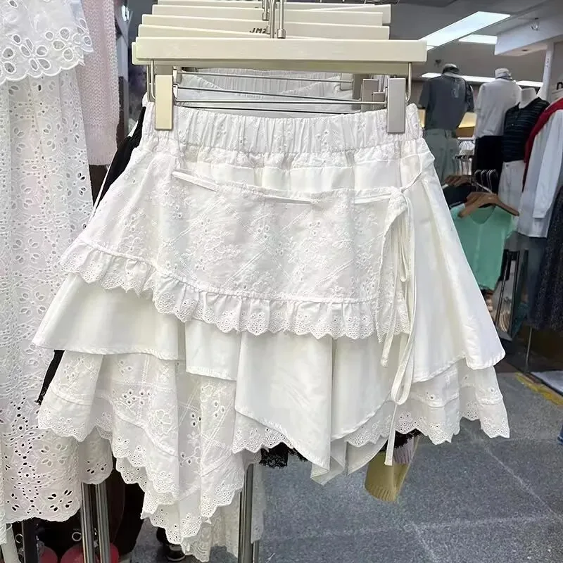 White Lace Skirt Women Asymmetrical High Waist Cake Sle Ort A-Line Princ Skirt Female Summer Heavy Embroidery Skirt 2025
White Lace Skirt Women Asymmetrical High Waist Cake Sle Ort A-Line Princ Skirt Female Summer Heavy Embroidery Skirt 2025