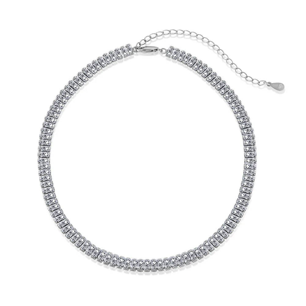 S925 Sterling Silver Necklace Women's Square High Carbon Diamond Tennis Neckchain Luxurious Zircon Necklace with Air Quality
S925 Sterling Silver Necklace Women's Square High Carbon Diamond Tennis Neckchain Luxurious Zircon Necklace with Air Quality