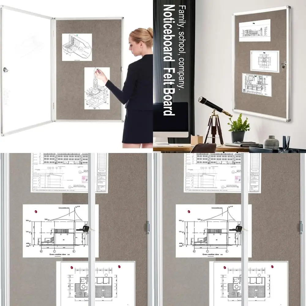 36x24 Inch Secure Felt Bulletin Board with Aluminum Frame and Lockable Door for Display and Notice
36x24 Inch Secure Felt Bulletin Board with Aluminum Frame and Lockable Door for Display and Notice