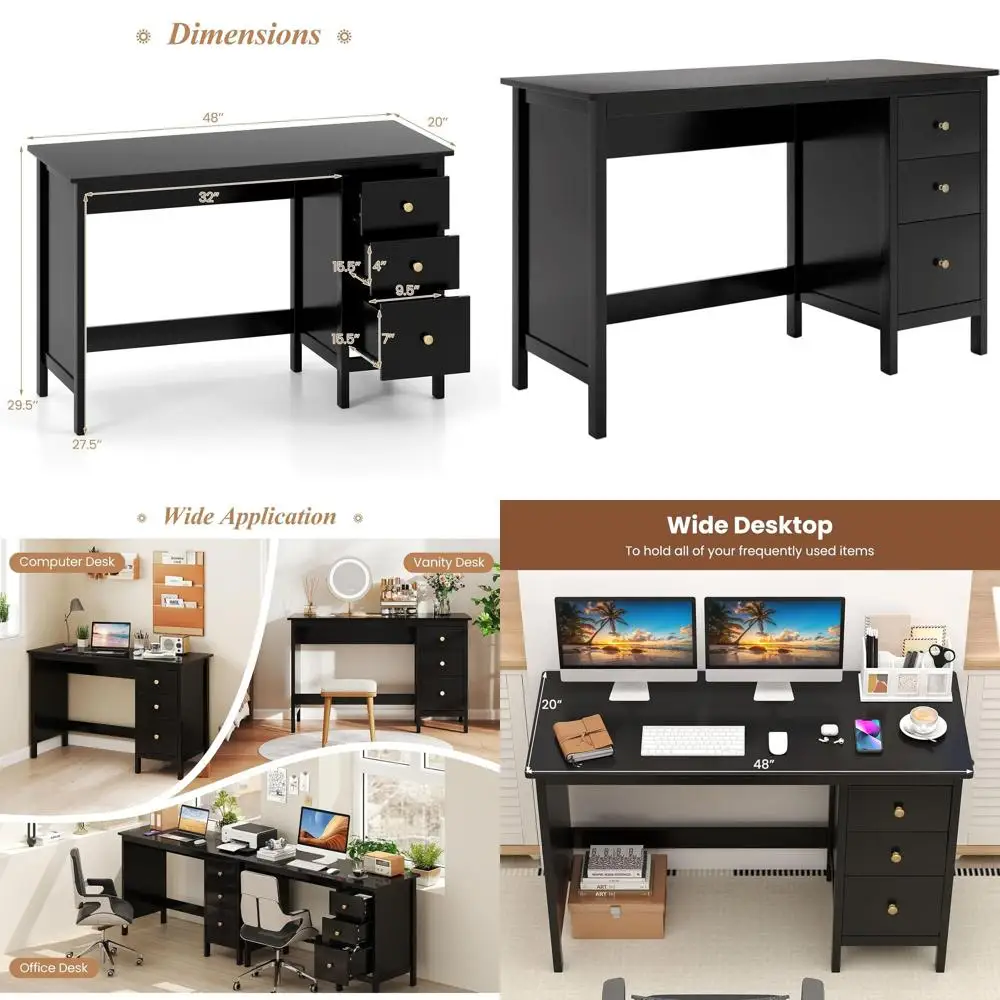 Современный компактный черный стол с ящиками для хранения для взрослых — деревянный рабочий стол и учебный стол для небольших помещений
Современный компактный черный стол с ящиками для хранения для взрослых — деревянный рабочий стол и учебный стол для небольших помещений
