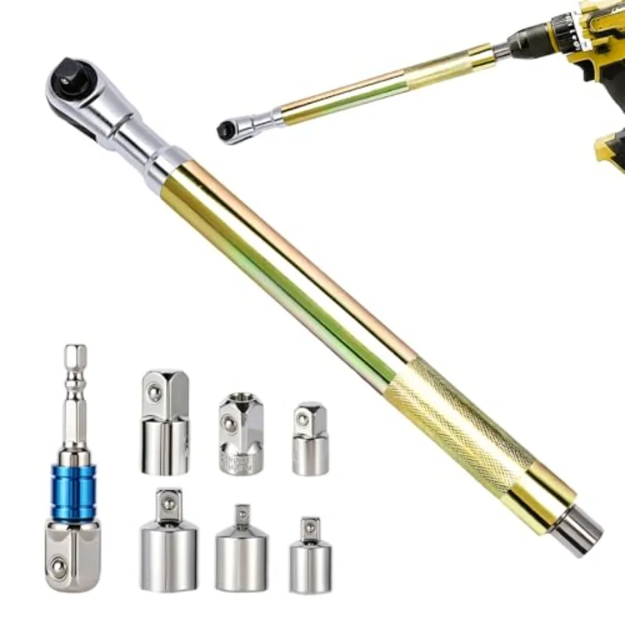 1/2" Offset Extension Wrench Set Impact Ratchet Extender for Electric Drill with 6PCS Square Drive Adapters and Sockets 1/4" 3/
1/2" Offset Extension Wrench Set Impact Ratchet Extender for Electric Drill with 6PCS Square Drive Adapters and Sockets 1/4" 3/