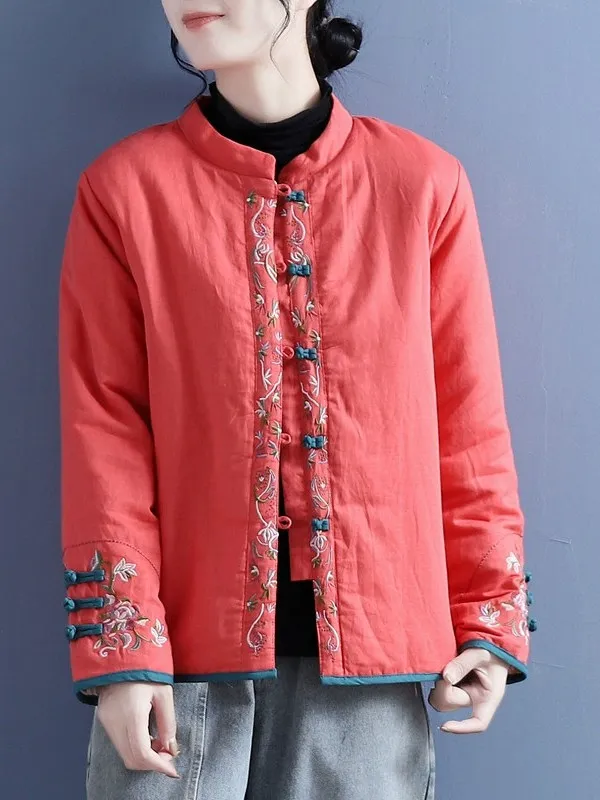 Утепленное хлопковое пальто с вышивкой, воротником-стойкой и пуговицами спереди, осенне-зимнее, для повседневной носки, свободного кроя, с длинными рукавами
Утепленное хлопковое пальто с вышивкой, воротником-стойкой и пуговицами спереди, осенне-зимнее, для повседневной носки, свободного кроя, с длинными рукавами