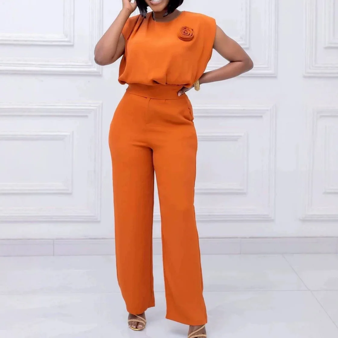 Orange Fashionable Appliqué Vest And Waist-cinching Top Two-piece Set, Versatile Straight-leg Pants Set Beach Boho Outfits
Orange Fashionable Appliqué Vest And Waist-cinching Top Two-piece Set, Versatile Straight-leg Pants Set Beach Boho Outfits