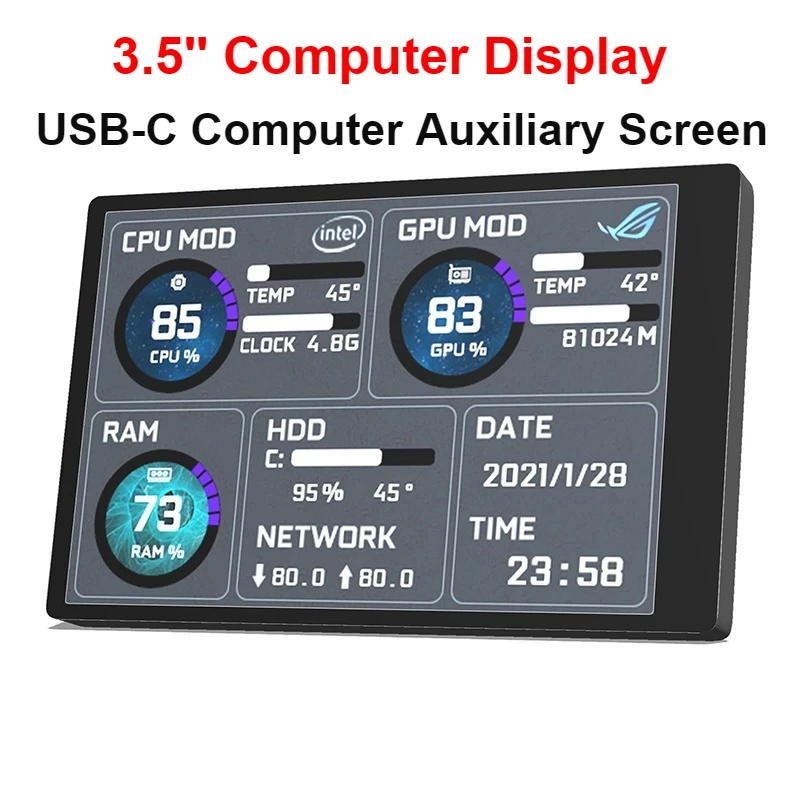 SZBOX 3,5-дюймовый дополнительный экран IPS USB-C 320x480 Type-C с металлическим корпусом IPS Компьютерное оборудование Разрешение для всех видов
SZBOX 3,5-дюймовый дополнительный экран IPS USB-C 320x480 Type-C с металлическим корпусом IPS Компьютерное оборудование Разрешение для всех видов