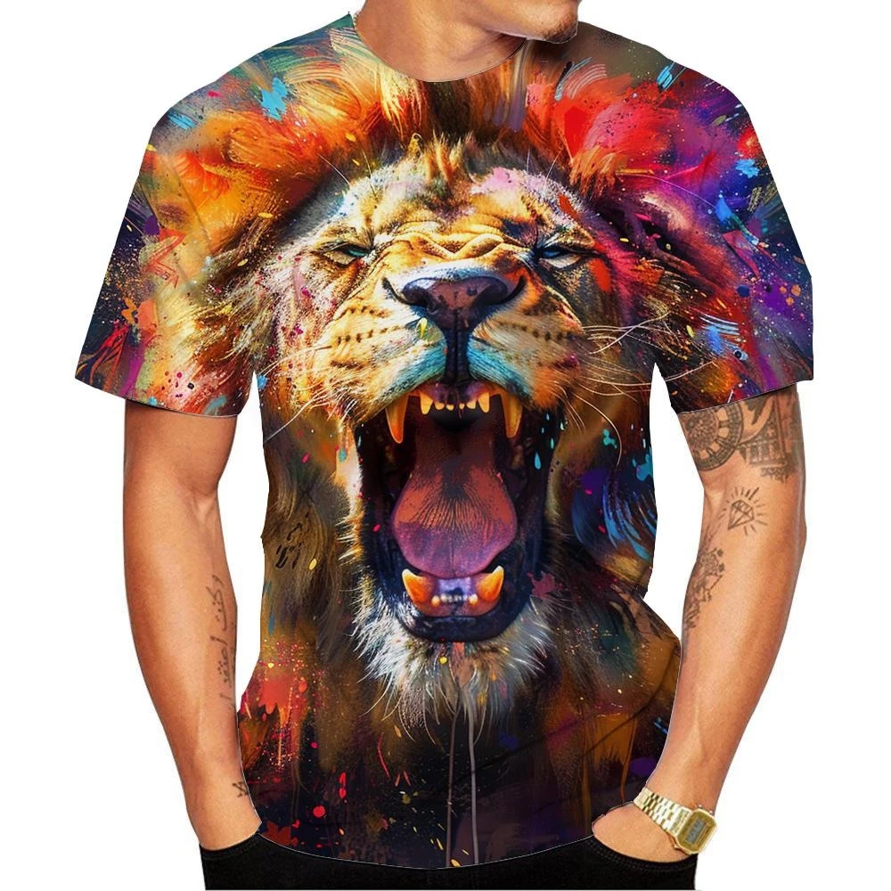 Summer Men's Short Sleeve T Shirts 3D Printing Lion Graphics Loose Crew Neck Tees Fashion Outdoor Oversize Clothing For Men Tops
Summer Men's Short Sleeve T Shirts 3D Printing Lion Graphics Loose Crew Neck Tees Fashion Outdoor Oversize Clothing For Men Tops