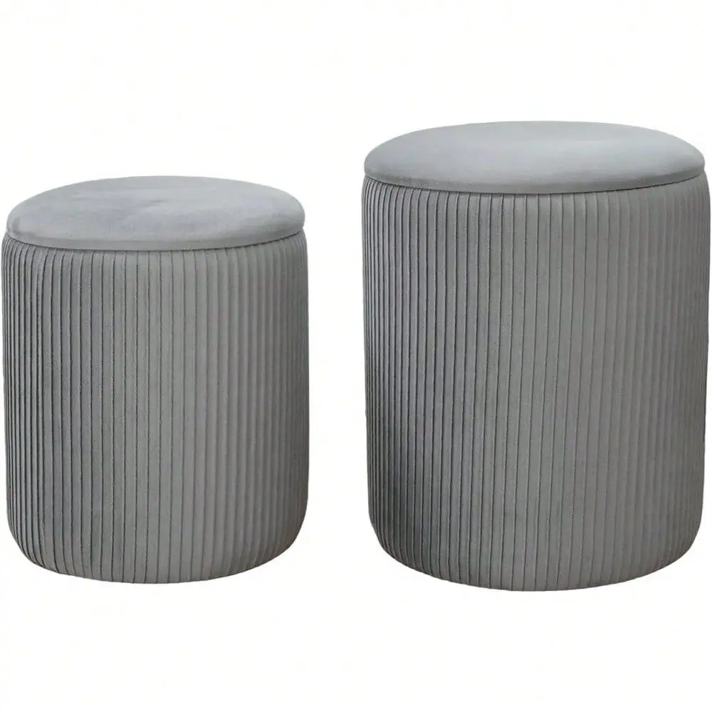 Of 2 Round Storage Ottomans With FlipTop Lid, Velvet Nesting Ottoman Stools For Living Room, Multifunctional Foot Rest Makeup V
Of 2 Round Storage Ottomans With FlipTop Lid, Velvet Nesting Ottoman Stools For Living Room, Multifunctional Foot Rest Makeup V