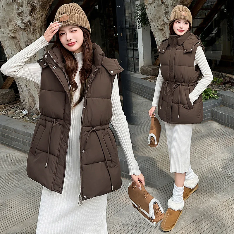 PinkyIsBlack 2025 New Autumn Hooded Drawstring Mid-length Winter Vest Women's Cotton Padded Jacket Coat Solid Casual Outwear
PinkyIsBlack 2025 New Autumn Hooded Drawstring Mid-length Winter Vest Women's Cotton Padded Jacket Coat Solid Casual Outwear