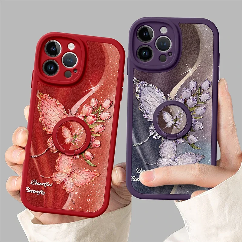 For iPhone 16 15 14 13 12 11 Pro Max Case with Finger Ring Stand Silicone Cover Beautiful Butterfly Flower Pattern
For iPhone 16 15 14 13 12 11 Pro Max Case with Finger Ring Stand Silicone Cover Beautiful Butterfly Flower Pattern
