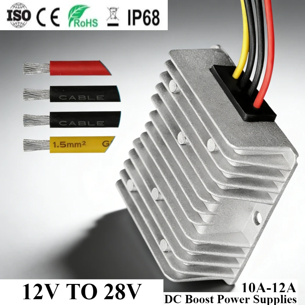 DC-DC Boost Converter 12V to 28V10A 10-26V Boost 28V280W high efficiency to meet the industrial and automotive Drone charging CE
DC-DC Boost Converter 12V to 28V10A 10-26V Boost 28V280W high efficiency to meet the industrial and automotive Drone charging CE