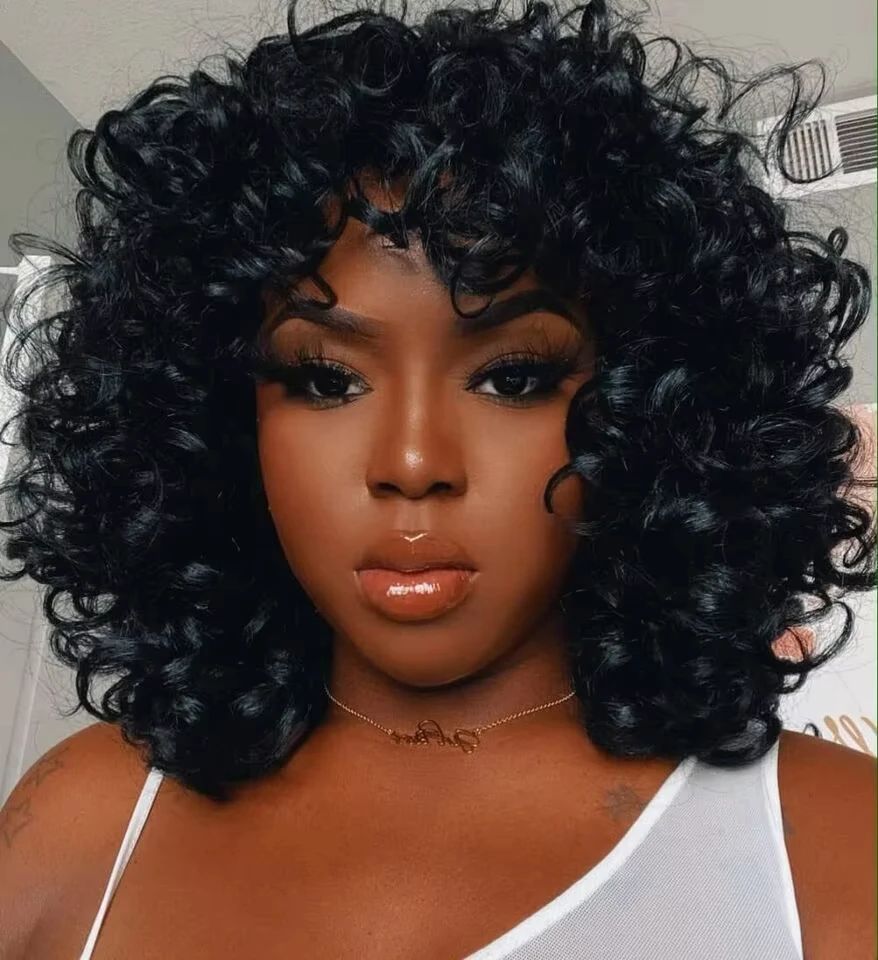 250% Bouncy Curly Bob Human Hair Wigs Loose Bouncy Rose Curly Wigs With Bangs Brazilian Remy Hair Machine Made Wig for Women
250% Bouncy Curly Bob Human Hair Wigs Loose Bouncy Rose Curly Wigs With Bangs Brazilian Remy Hair Machine Made Wig for Women