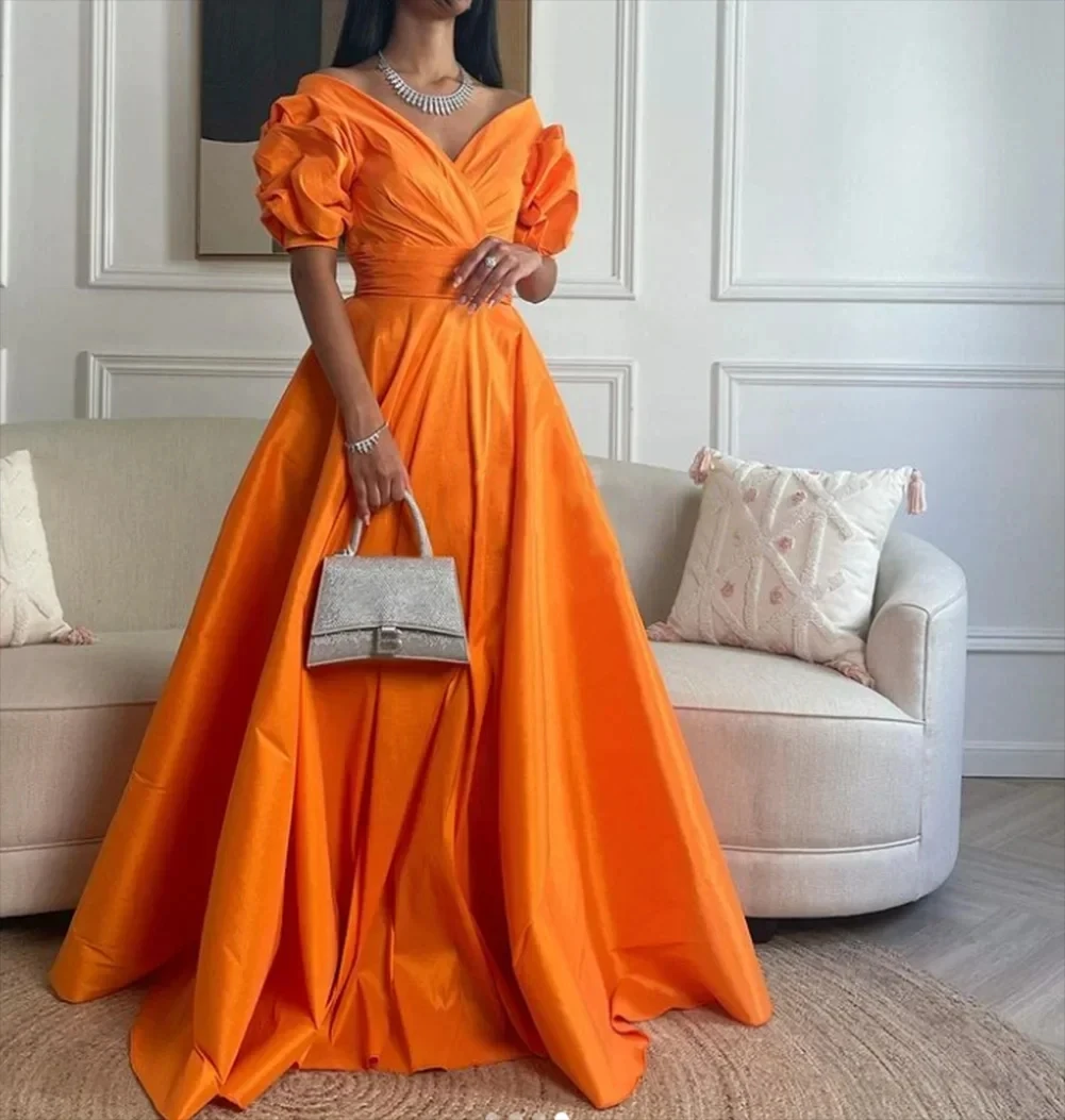 Romantic Orange Satin V-Neck A Line Off The Shoulder Evening Dresses Long Formal Prom Dress Elegant Sleeveless Party Gowns
Romantic Orange Satin V-Neck A Line Off The Shoulder Evening Dresses Long Formal Prom Dress Elegant Sleeveless Party Gowns
