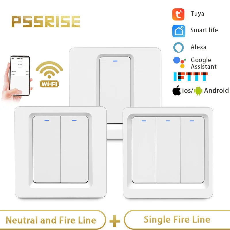 PSSRISE Tuya Wifi Smart Switch No Neutral Wire 1Gang 2Gang 3Gang EU Wall Push Light Switch Smart Life APP Voice for Alexa Google
PSSRISE Tuya Wifi Smart Switch No Neutral Wire 1Gang 2Gang 3Gang EU Wall Push Light Switch Smart Life APP Voice for Alexa Google