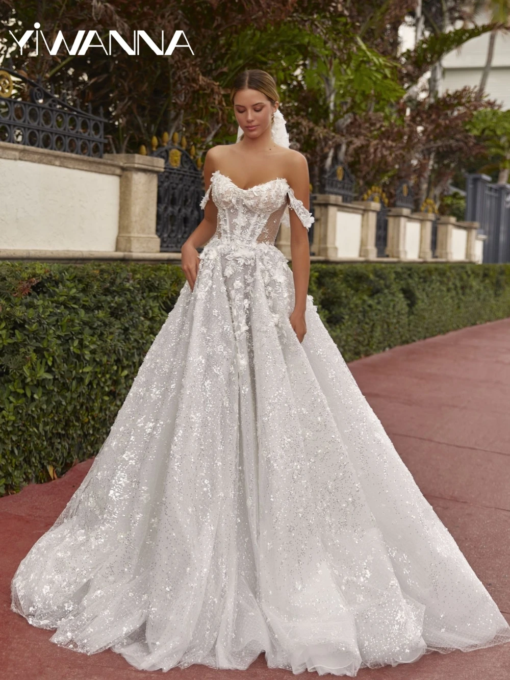 Sparkling Beaded 3D Flower Wedding Dress Dreamy Off Shoulder A-line Bridal Gown Customized Sweetheart Neck Dresses For Bride
Sparkling Beaded 3D Flower Wedding Dress Dreamy Off Shoulder A-line Bridal Gown Customized Sweetheart Neck Dresses For Bride