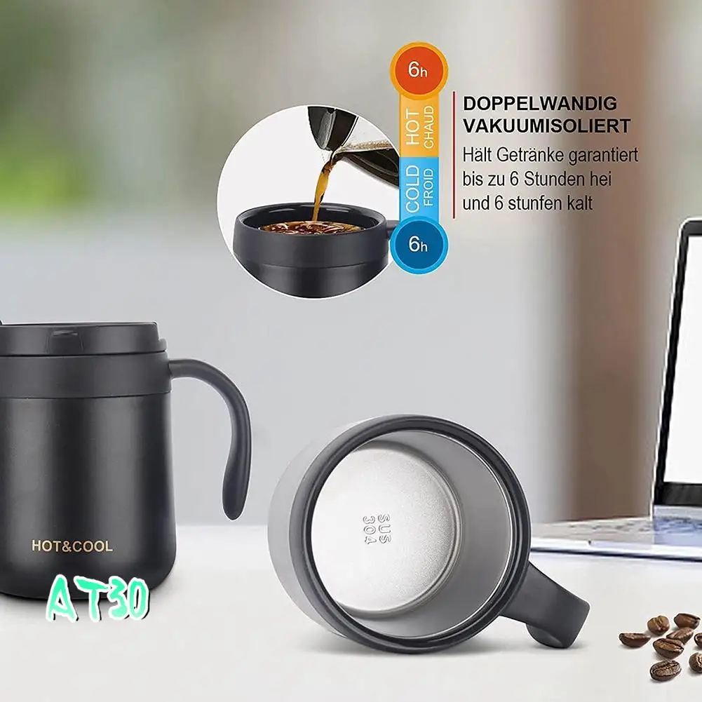 Coffee Mug Thermal Double-Walled Stainless Steel Drinking Cup With Handle And Lid Vacuum Thermal Mug For Office-AT30
Coffee Mug Thermal Double-Walled Stainless Steel Drinking Cup With Handle And Lid Vacuum Thermal Mug For Office-AT30