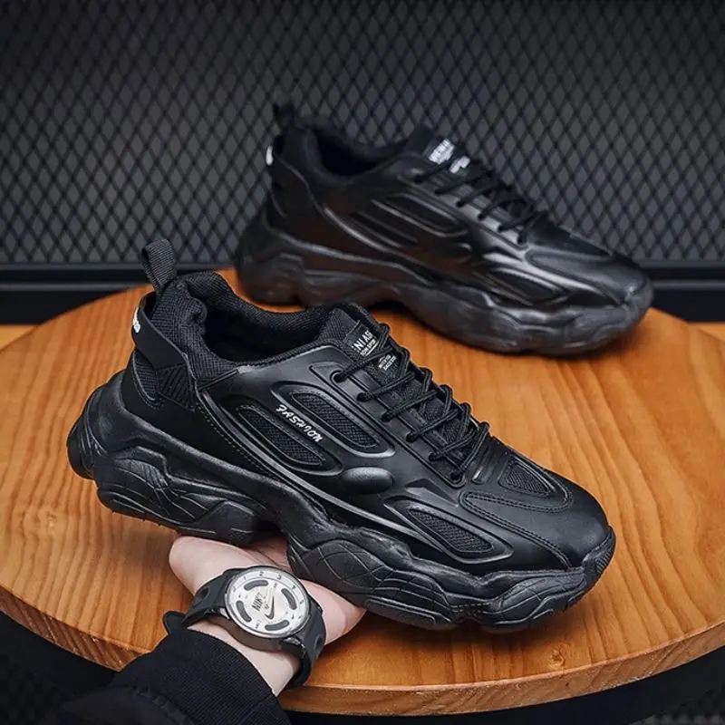 Men's Running Shoes Spring Collection Work Safety Shoes Thick Bottom Black Leather Paneling Korean Style round Toe Rubber Sole
Men's Running Shoes Spring Collection Work Safety Shoes Thick Bottom Black Leather Paneling Korean Style round Toe Rubber Sole