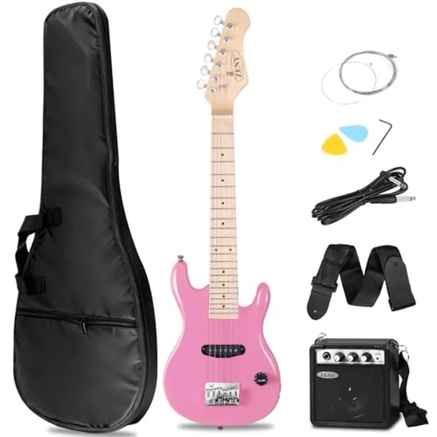 30 inch Electric Guitar with 5w Amp, Gig Bag, Strap, Cable, Strings and Picks Guitar Combo Accessory Kit, Pink for beginner pra
30 inch Electric Guitar with 5w Amp, Gig Bag, Strap, Cable, Strings and Picks Guitar Combo Accessory Kit, Pink for beginner pra