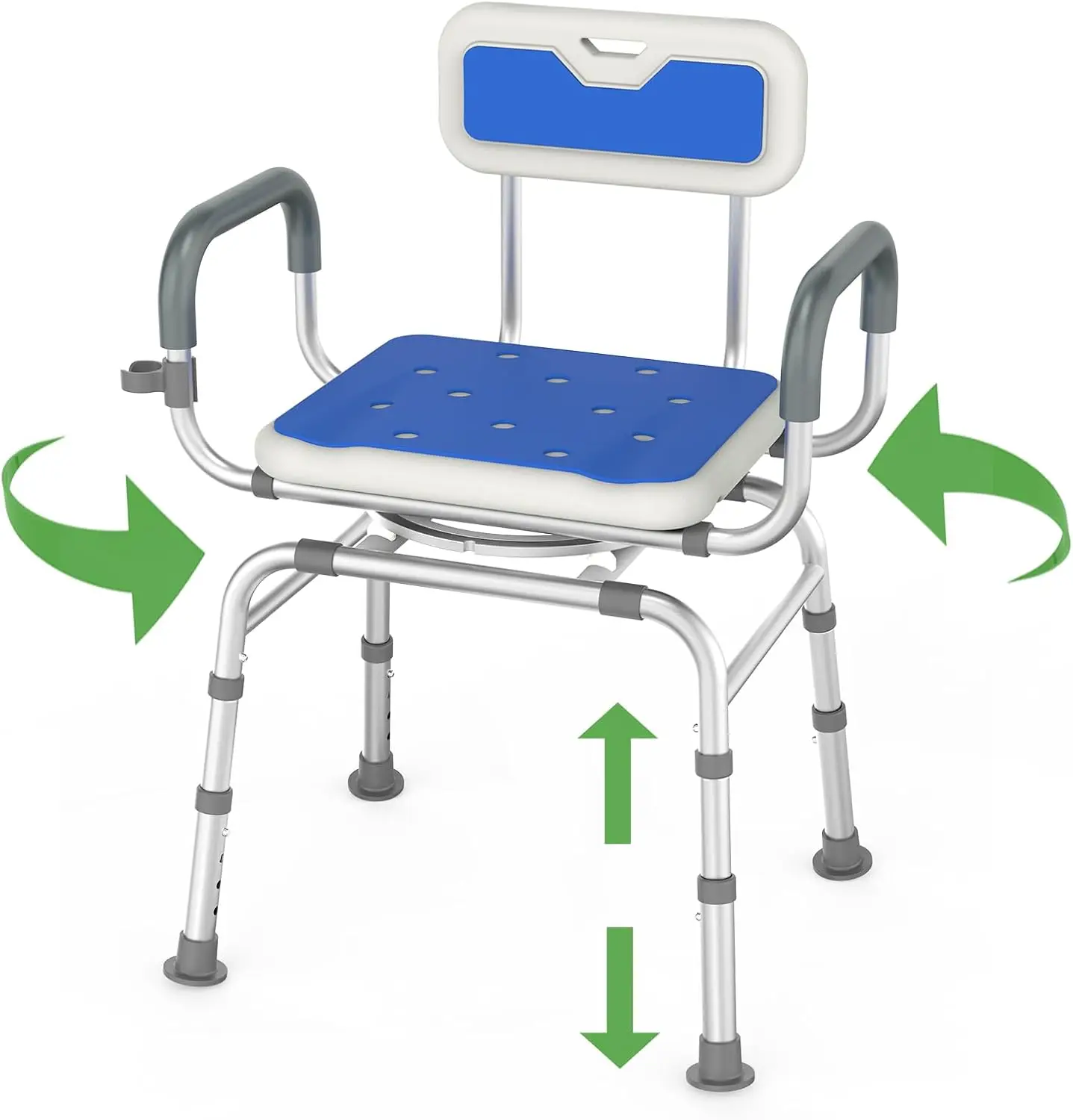 360° Swivel Shower Chair with Padded Armrests, Adjustable Height, Supports 400lbs
360° Swivel Shower Chair with Padded Armrests, Adjustable Height, Supports 400lbs