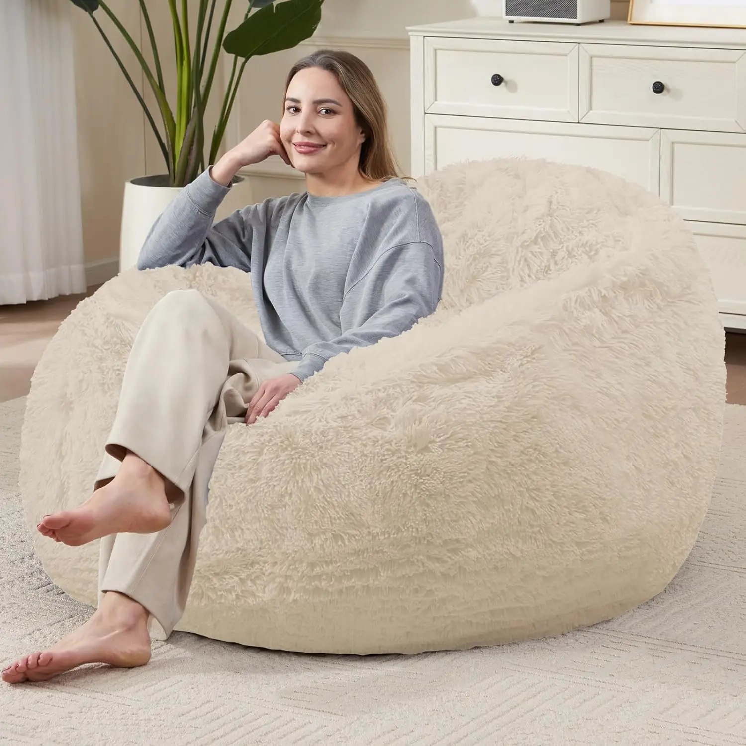 Soft Faux Fur Bean Bag Cover for Stuffed Animals Washable Plush Chair 38x40 Sandy Beige
Soft Faux Fur Bean Bag Cover for Stuffed Animals Washable Plush Chair 38x40 Sandy Beige