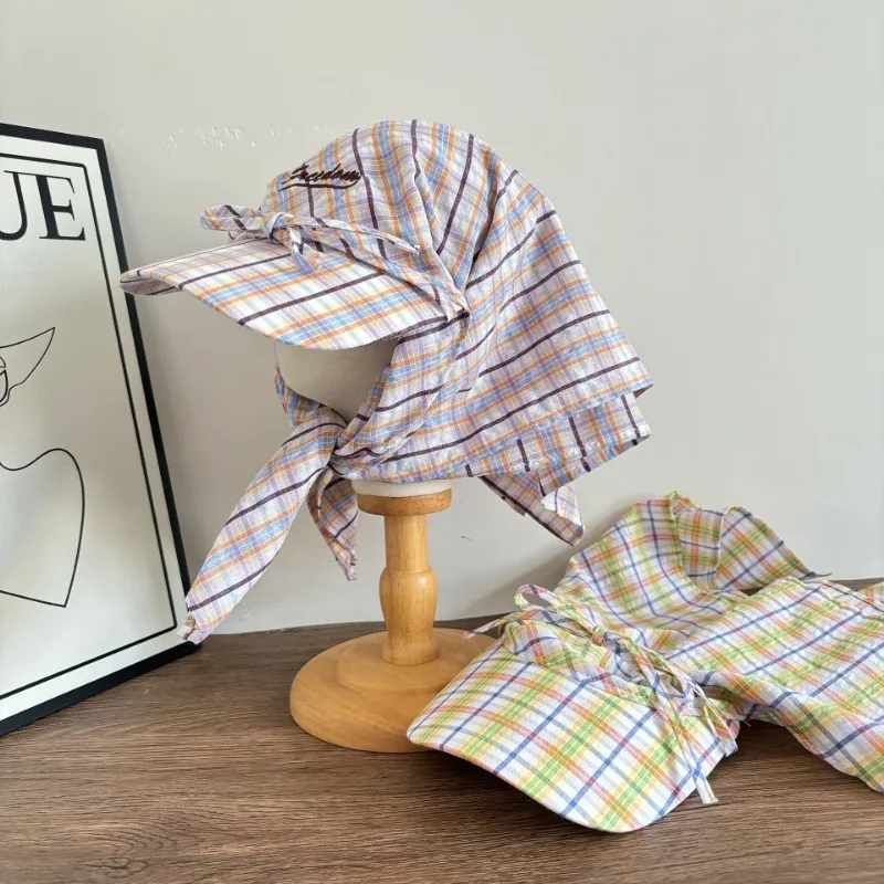 Korean Ins Color Matching Plaid Bow Strap Headscarf Hat Women Summer Outdoor Street Fashion Sunshade Letter Embroidered Sun Cap
Korean Ins Color Matching Plaid Bow Strap Headscarf Hat Women Summer Outdoor Street Fashion Sunshade Letter Embroidered Sun Cap