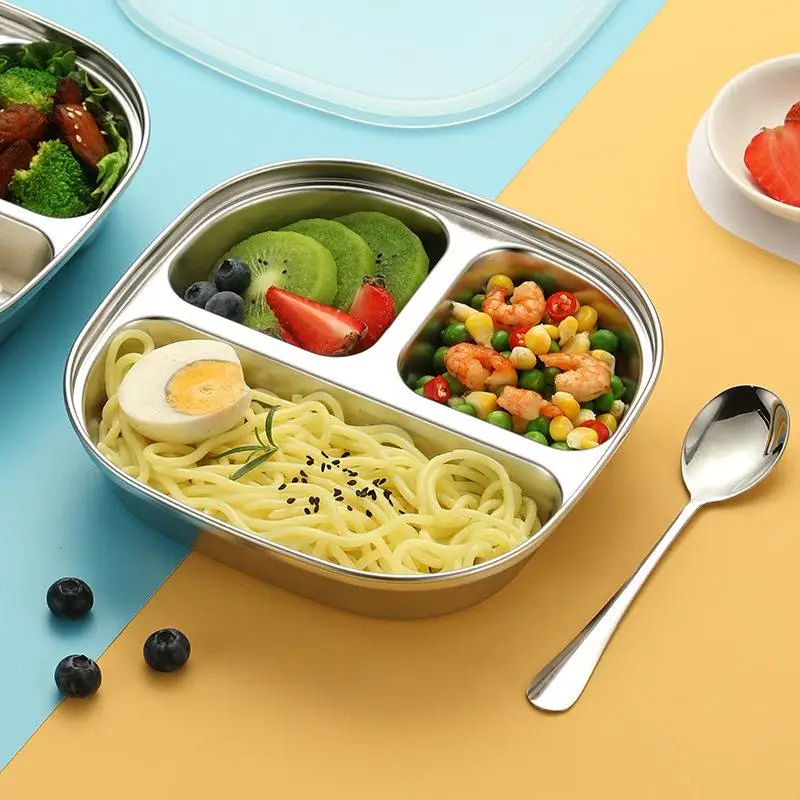 Stainless Steel 304 Children's Fast Food Plate Kindergarten Meal Tray Lunch Box with Cover Partition Dinnerware for Kids
Stainless Steel 304 Children's Fast Food Plate Kindergarten Meal Tray Lunch Box with Cover Partition Dinnerware for Kids