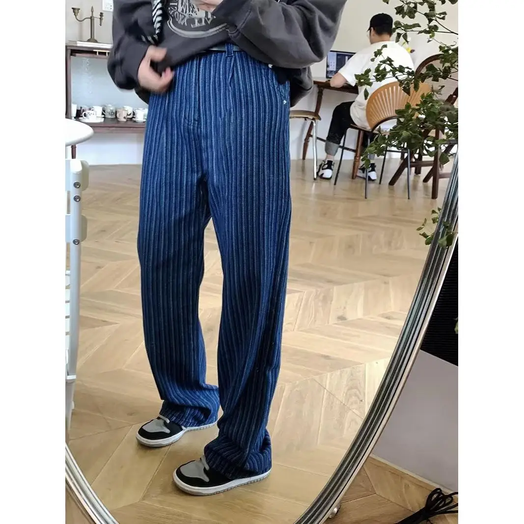 American Retro Striped Wide Leg Jeans Women Loose Fit plus Size Design Spring Autumn Straight Long Pants Slimming Effect
American Retro Striped Wide Leg Jeans Women Loose Fit plus Size Design Spring Autumn Straight Long Pants Slimming Effect