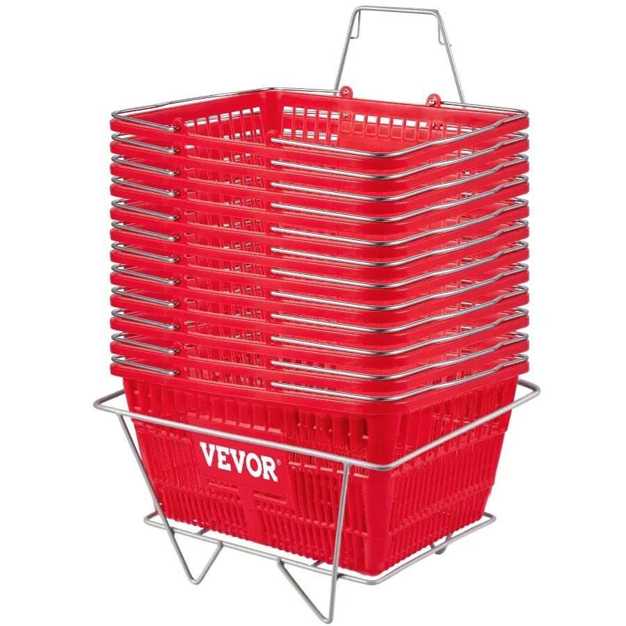 Shopping Basket Set of 12 Red Durable PE Material with Handle and Stand Basket Dimension 16.9L x 11.8W x 8.07H and Used for Su
Shopping Basket Set of 12 Red Durable PE Material with Handle and Stand Basket Dimension 16.9L x 11.8W x 8.07H and Used for Su
