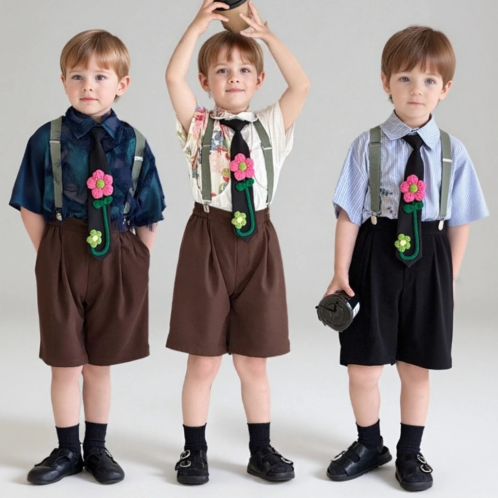 Boys Printed Shirt Set Suspenders Shorts Summer Kids Costumes Outfit Kindergarten Show Performance Fashion School Child Clothes
Boys Printed Shirt Set Suspenders Shorts Summer Kids Costumes Outfit Kindergarten Show Performance Fashion School Child Clothes