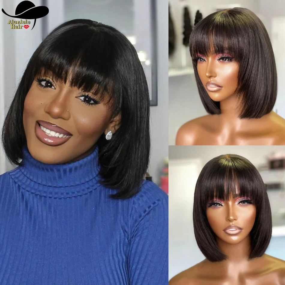 Brazilian Hair Bone Straight Free Part Lace Wig Bob Wigs Full Machine Made 100% Human Hair Wig With Bang Bob Wig Natural Color 
Brazilian Hair Bone Straight Free Part Lace Wig Bob Wigs Full Machine Made 100% Human Hair Wig With Bang Bob Wig Natural Color
