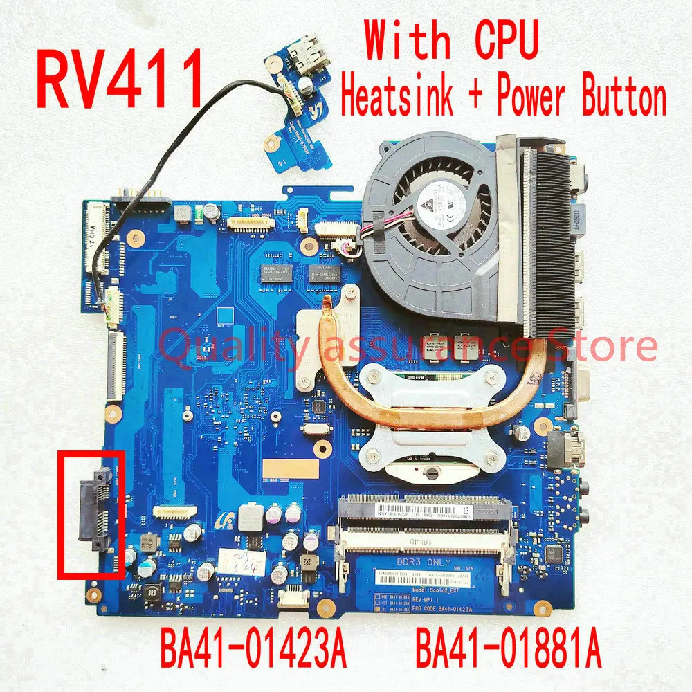 For Samsung NP-RV411 RV411 Laptop Motherboard BA41-01423A BA41-01881A Main board + Free CPU+ Heatsink+USB Power Button
For Samsung NP-RV411 RV411 Laptop Motherboard BA41-01423A BA41-01881A Main board + Free CPU+ Heatsink+USB Power Button