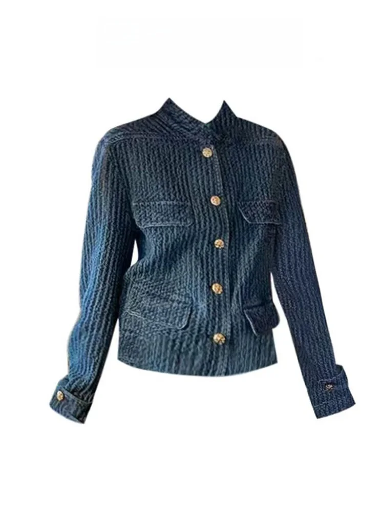 Small Fragrance Style Women's Short Denim Jacket Spring Autumn New Arrival Stand Collar Texture Sensation Button up Top
Small Fragrance Style Women's Short Denim Jacket Spring Autumn New Arrival Stand Collar Texture Sensation Button up Top