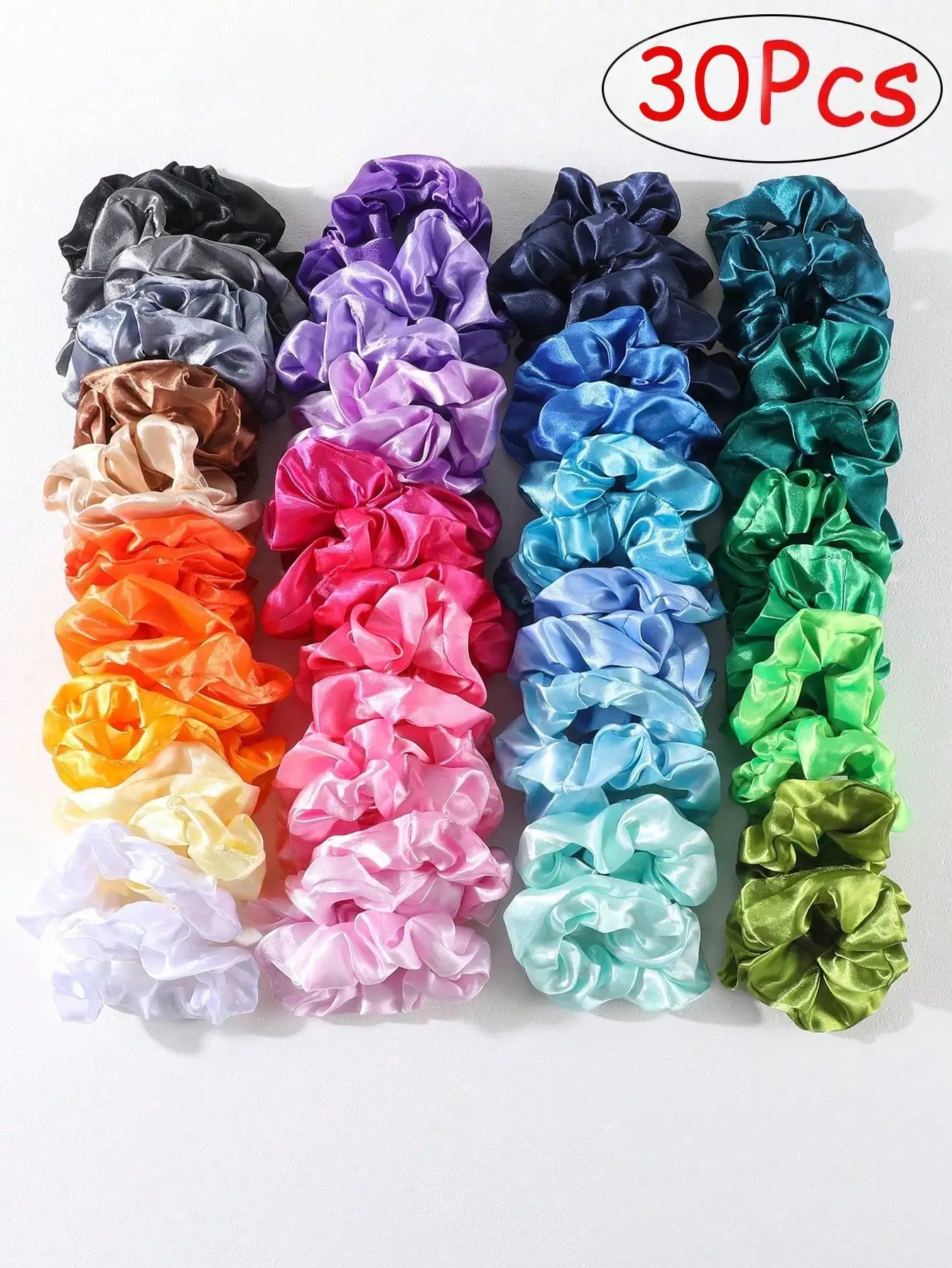 30 Pcs Random Color Satin Scrunchies Hair Ties For Girls, Classic Basic Colorful Elastic Hair Bands With Colorful Ribbons, Ponytail Holders For Daily Use
30 Pcs Random Color Satin Scrunchies Hair Ties For Girls, Classic Basic Colorful Elastic Hair Bands With Colorful Ribbons, Ponytail Holders For Daily Use