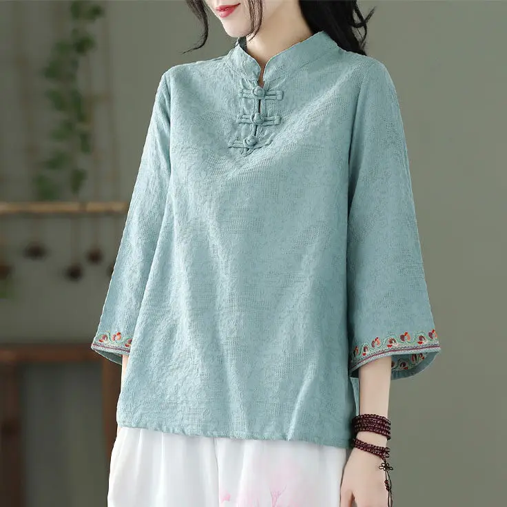 Traditional Chinese Style Cotton Linen Zen Tang Suit Women Tea Dress Buddhist Button Tops for Women Wu Tang Hanfu Tops CN-257
Traditional Chinese Style Cotton Linen Zen Tang Suit Women Tea Dress Buddhist Button Tops for Women Wu Tang Hanfu Tops CN-257