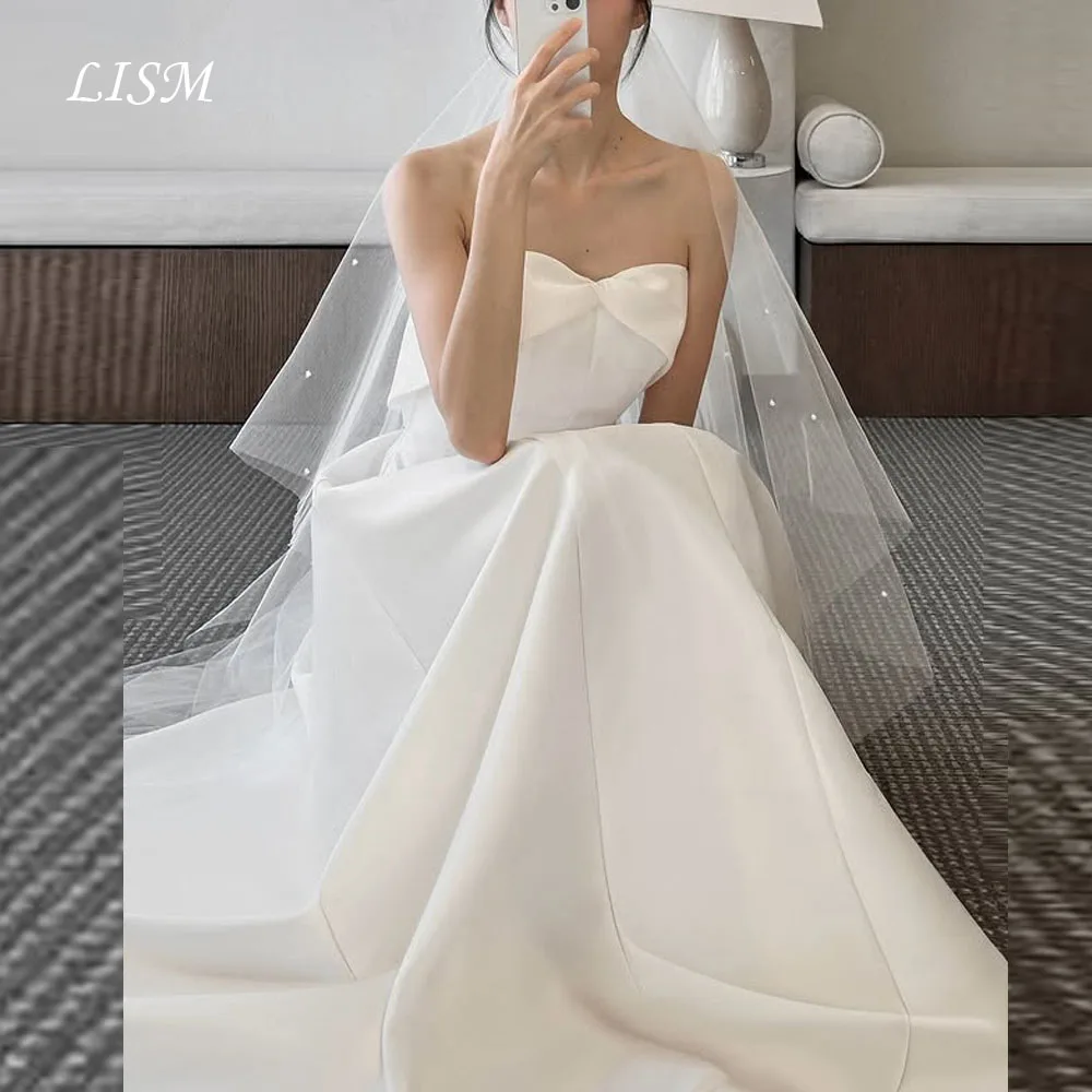 LISM Sweetheart A-Line Simple Korea Wedding Dresses Photo Shoot Silk Satin Bridal Gowns Customized 웨딩드레스 Corsets Back
LISM Sweetheart A-Line Simple Korea Wedding Dresses Photo Shoot Silk Satin Bridal Gowns Customized 웨딩드레스 Corsets Back