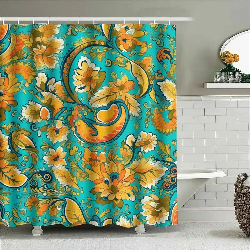Шторы для душа ручной работы с цветочным принтом Синий Зеленый Желтый Оранжевый Декоративные водоотталкивающие душевые панели настраиваемого размера W 
Шторы для душа ручной работы с цветочным принтом Синий Зеленый Желтый Оранжевый Декоративные водоотталкивающие душевые панели настраиваемого размера W